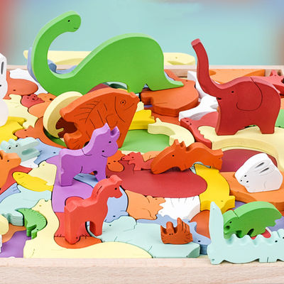 Puzzle animale di legno stereoscopico di iso per istruzione iniziale dei bambini