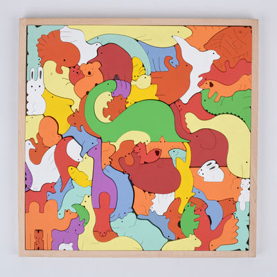 Puzzle animale di legno stereoscopico di iso per istruzione iniziale dei bambini