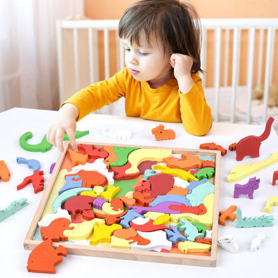 Puzzle animale di legno stereoscopico di iso per istruzione iniziale dei bambini