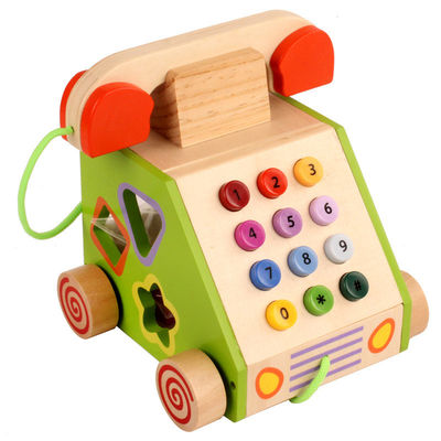 Telefono di legno della linea terrestre di forma geometrica per sviluppo conoscitivo