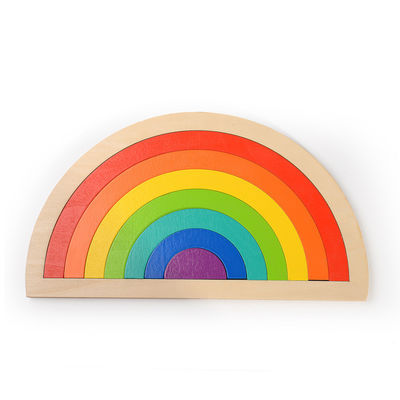 Blocchetti di legno di puzzle dell'arcobaleno di sviluppo di prima infanzia