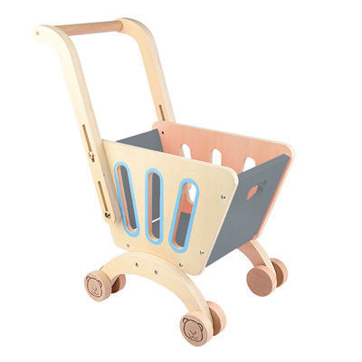 La doppia piattaforma Toy Shopping Trolley di legno dei bambini