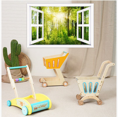 La doppia piattaforma Toy Shopping Trolley di legno dei bambini