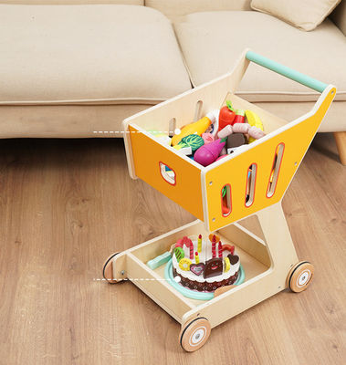 La doppia piattaforma Toy Shopping Trolley di legno dei bambini