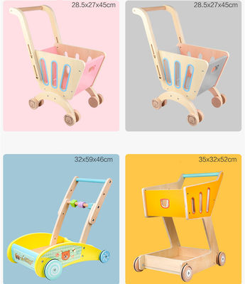 La doppia piattaforma Toy Shopping Trolley di legno dei bambini