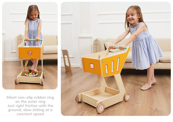 La doppia piattaforma Toy Shopping Trolley di legno dei bambini