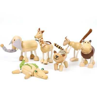 Il piccolo animale di simulazione di legno blocca le particelle elementari di infanzia di Forest Farm Animal Dolls Early