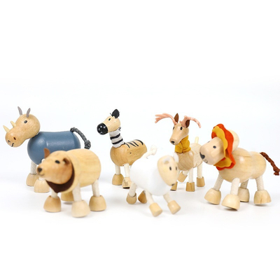 Il piccolo animale di simulazione di legno blocca le particelle elementari di infanzia di Forest Farm Animal Dolls Early