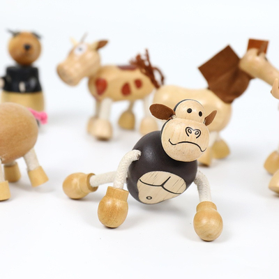 Il piccolo animale di simulazione di legno blocca le particelle elementari di infanzia di Forest Farm Animal Dolls Early