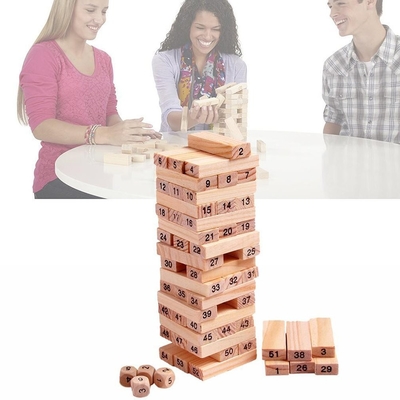 La torre di ruzzolamento di legno impilata di 54 dei pezzi bambini di Digital marrone chiaro