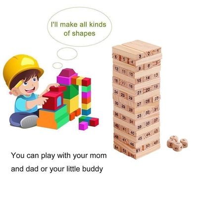 La torre di ruzzolamento di legno impilata di 54 dei pezzi bambini di Digital marrone chiaro