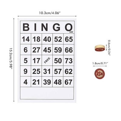 Gioco di legno d'annata di bingo di scacchi con 40 carte DIY di numero di bingo