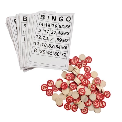 Gioco di legno d'annata di bingo di scacchi con 40 carte DIY di numero di bingo
