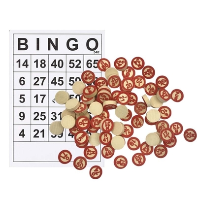 Gioco di legno d'annata di bingo di scacchi con 40 carte DIY di numero di bingo