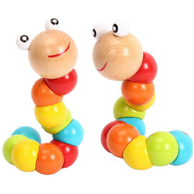 Sedere variopinte di Caterpillar dei nuovi dell'arcobaleno del verme di torsione del burattino di cognizione di divertimento dei giocattoli di forma bambini di legno variabili educativi dei blocchetti
