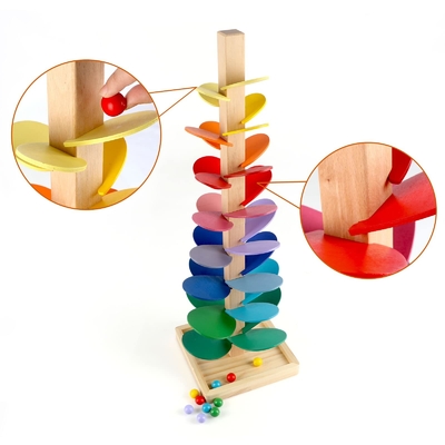 Montessori Toy Blocks Wooden Music Tree educativo con il legno di marmo di intelligenza dei bambini dei bambini del bambino del gioco della pista di funzionamento della palla