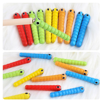 Giocattoli educativi di cattura di Montessori degli accessori di legno dei giocattoli dei vermi 1 del gioco 5 dell'insetto di legno
