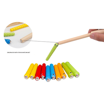 Giocattoli educativi di cattura di Montessori degli accessori di legno dei giocattoli dei vermi 1 del gioco 5 dell'insetto di legno