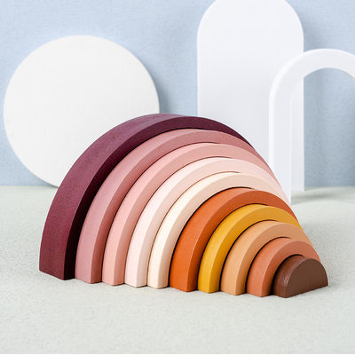 Giocattolo educativo d'impilamento creativo non tossico di legno del gioco dell'equilibrio di Toy Safe DIY del bambino della particella elementare dell'arcobaleno di Montessori