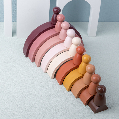 Giocattolo educativo d'impilamento creativo non tossico di legno del gioco dell'equilibrio di Toy Safe DIY del bambino della particella elementare dell'arcobaleno di Montessori
