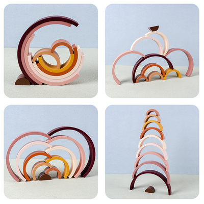 Giocattolo educativo d'impilamento creativo non tossico di legno del gioco dell'equilibrio di Toy Safe DIY del bambino della particella elementare dell'arcobaleno di Montessori