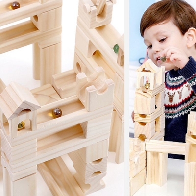 regalo educativo dei bambini dei giocattoli di pista 60pcs dell'Assemblea delle particelle elementari della palla dei bambini di marmo di legno di puzzle
