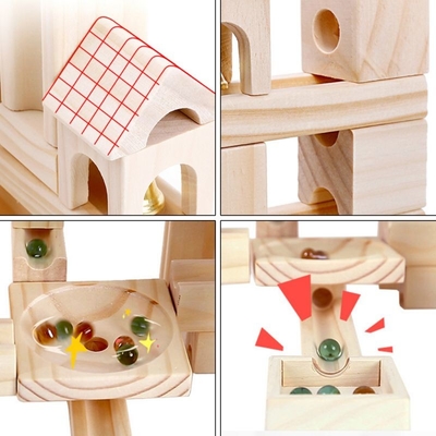 regalo educativo dei bambini dei giocattoli di pista 60pcs dell'Assemblea delle particelle elementari della palla dei bambini di marmo di legno di puzzle