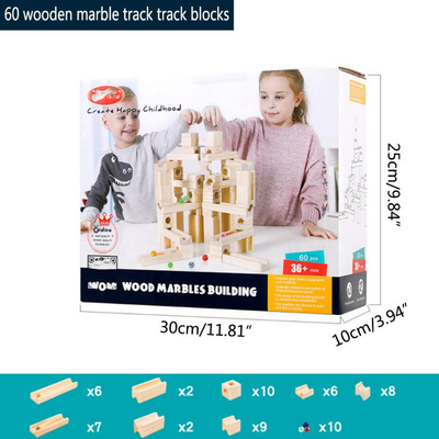 regalo educativo dei bambini dei giocattoli di pista 60pcs dell'Assemblea delle particelle elementari della palla dei bambini di marmo di legno di puzzle