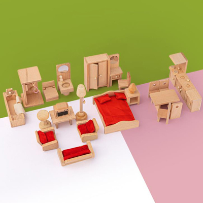 Mobilia di legno della Tabella della sala da pranzo della casa delle bambole per istruzione del regalo del bambino