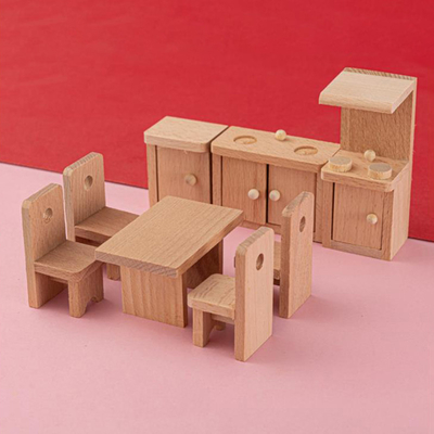Mobilia di legno della Tabella della sala da pranzo della casa delle bambole per istruzione del regalo del bambino