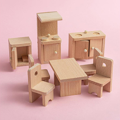 Mobilia di legno della Tabella della sala da pranzo della casa delle bambole per istruzione del regalo del bambino