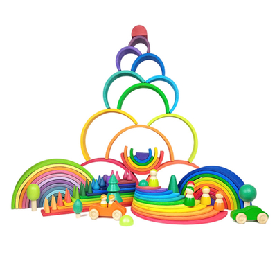 Particelle elementari di legno dell'arcobaleno dei giocattoli di DIY 3D grandi per i bambini dei bambini