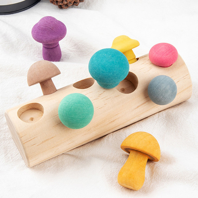 Fungo di legno dei bambini che seleziona i blocchetti DIY 3D dell'arcobaleno dei giocattoli