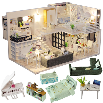 Mobilia miniatura di legno Kit For Children Birthday delle Camere di bambola di DIY