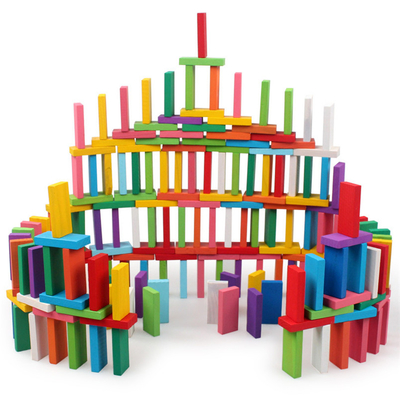 Particelle elementari di legno 120Pcs di domino dell'arcobaleno per i bambini educativi