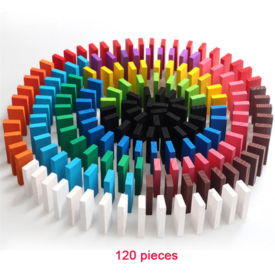 Particelle elementari di legno 120Pcs di domino dell'arcobaleno per i bambini educativi
