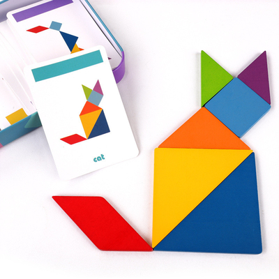 tangram variopinto Toy Kids Montessori Early Education del puzzle animale di legno del modello 3D che ordina i bambini dei giocattoli dei giochi
