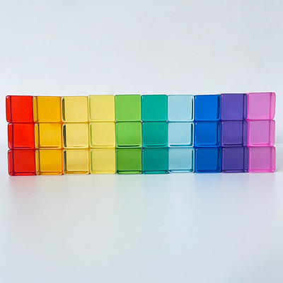 La grande via Gem Blocks Kids Transparent Windows di legno di colore blocca il bambino acrilico dei blocchetti dei cubi dei mattoni del gioco X che impila T