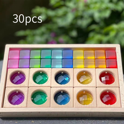 La grande via Gem Blocks Kids Transparent Windows di legno di colore blocca il bambino acrilico dei blocchetti dei cubi dei mattoni del gioco X che impila T