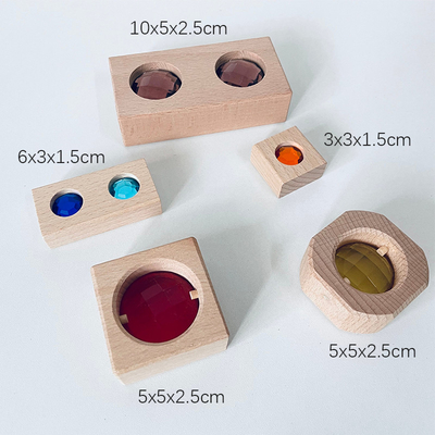 La grande via Gem Blocks Kids Transparent Windows di legno di colore blocca il bambino acrilico dei blocchetti dei cubi dei mattoni del gioco X che impila T