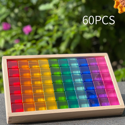 La grande via Gem Blocks Kids Transparent Windows di legno di colore blocca il bambino acrilico dei blocchetti dei cubi dei mattoni del gioco X che impila T