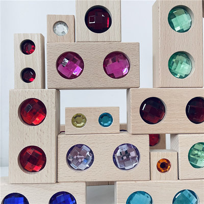 La grande via Gem Blocks Kids Transparent Windows di legno di colore blocca il bambino acrilico dei blocchetti dei cubi dei mattoni del gioco X che impila T