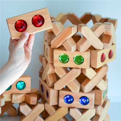 La grande via Gem Blocks Kids Transparent Windows di legno di colore blocca il bambino acrilico dei blocchetti dei cubi dei mattoni del gioco X che impila T