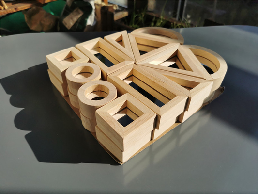Legno di gomma solido di legno di Montessori Toy Sensory Rainbow Mirror Blocks dei bambini che impila l'impilatore acrilico di Buliding educativo
