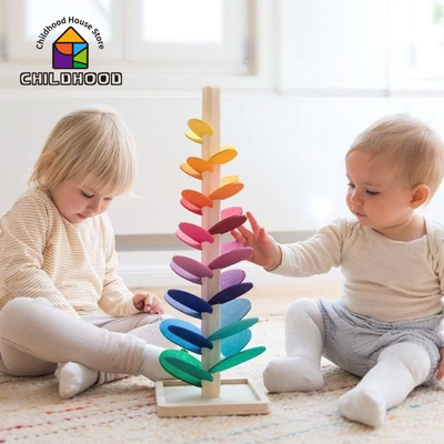 Giocattolo educativo della pista di funzionamento della palla della palla dell'arcobaleno del petalo del bambino di Montessori dell'albero di Toy Children di legno delle particelle elementari per il gi dei bambini