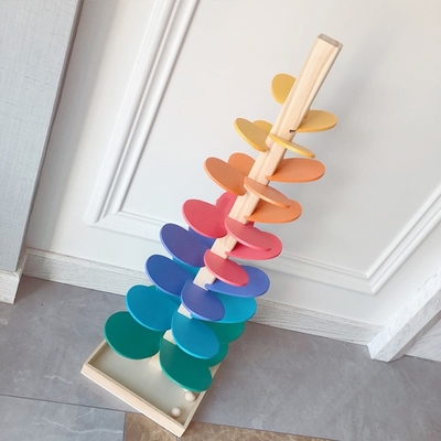 Giocattolo educativo della pista di funzionamento della palla della palla dell'arcobaleno del petalo del bambino di Montessori dell'albero di Toy Children di legno delle particelle elementari per il gi dei bambini