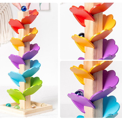 Giocattolo educativo della pista di funzionamento della palla della palla dell'arcobaleno del petalo del bambino di Montessori dell'albero di Toy Children di legno delle particelle elementari per il gi dei bambini