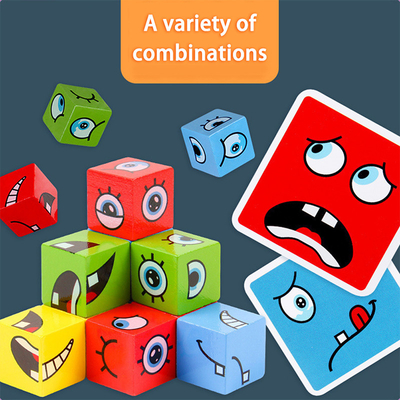 Nuovo bambino dei giocattoli delle particelle elementari del cubo del cambiamento del fronte di puzzle di espressione di Montessori che impara il giocattolo educativo della partita per i bambini