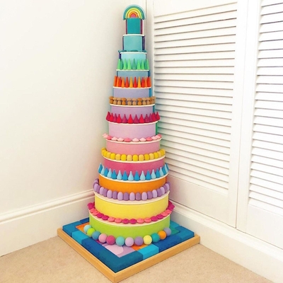 Parti sciolte Montessori variopinto dell'arcobaleno di legno per il bambino prescolare