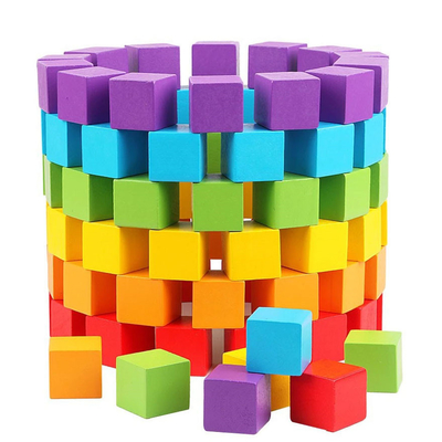 Particelle elementari di legno variopinte Toy Baby Color dei cubi e giocattoli educativi di legno di forma geometrica per Chil